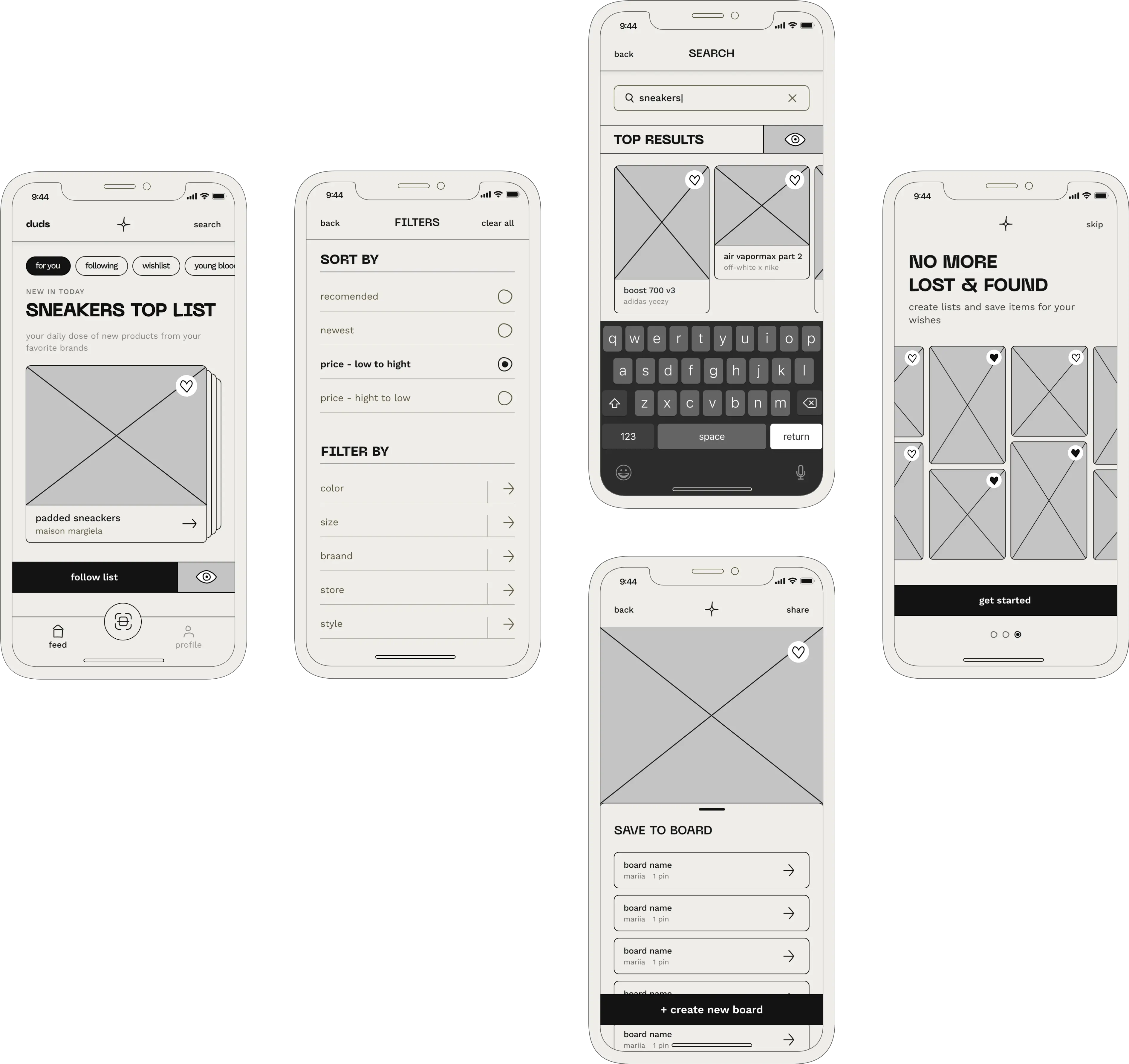 High fidelity wireframes