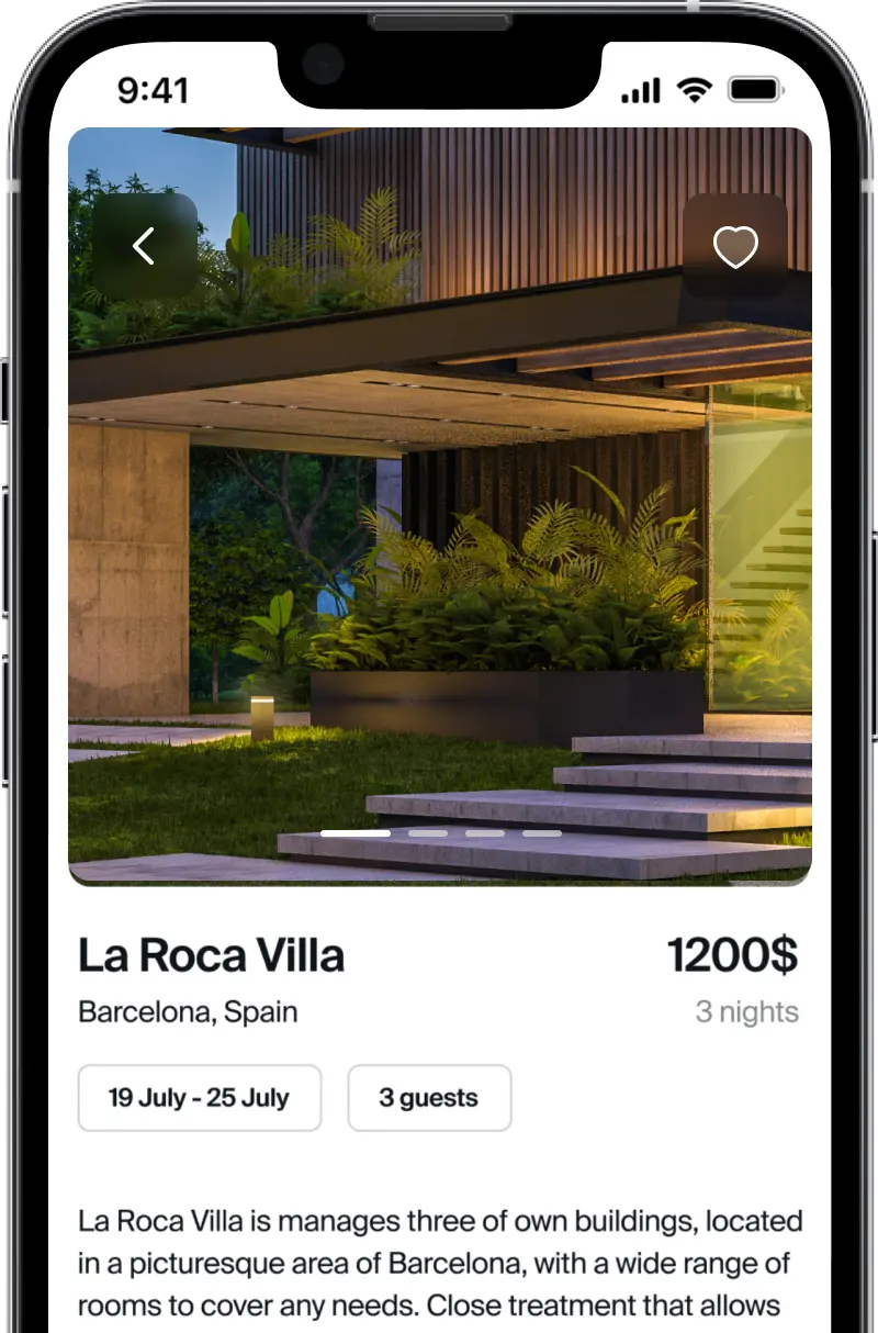 App design concept for luxury properties in the premium segment