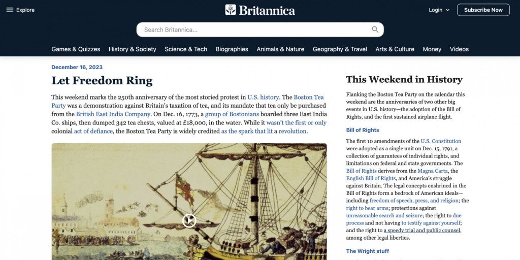 informational website examples - britannica