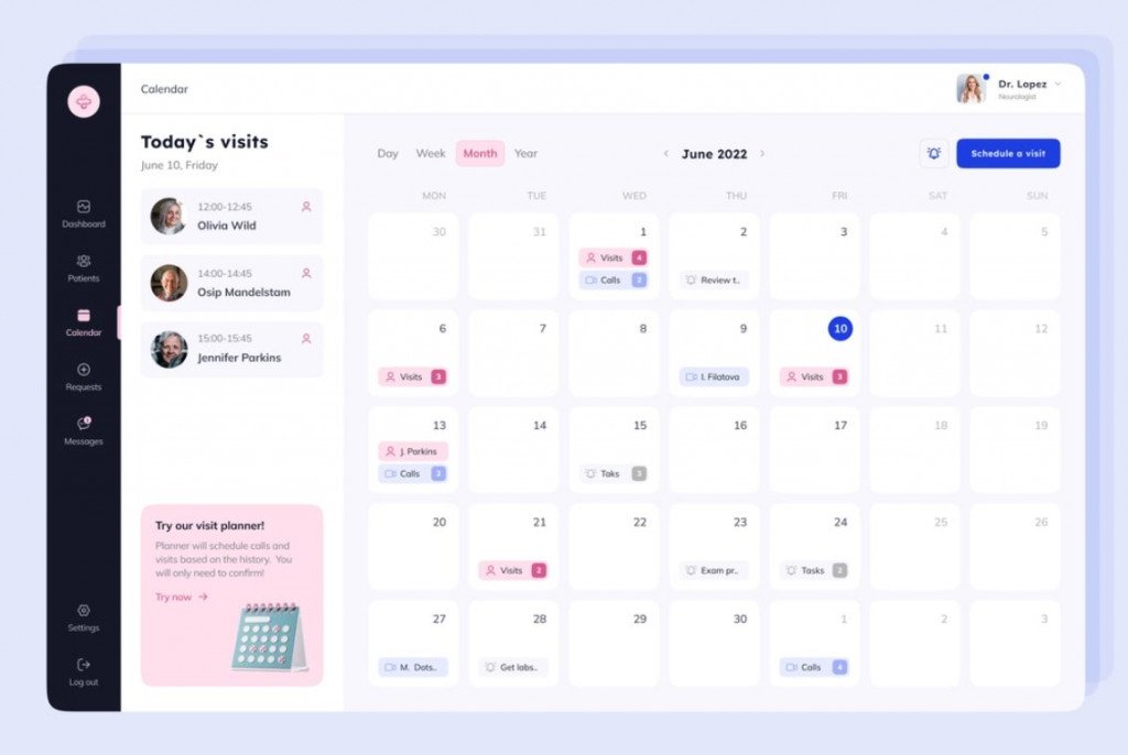 Calendar for Doctors Web App